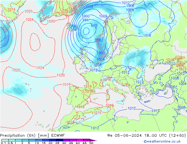 Nied. akkumuliert (6Std) ECMWF Mi 05.06.2024 00 UTC