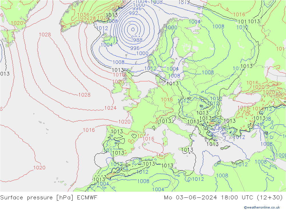 Yer basıncı ECMWF Pzt 03.06.2024 18 UTC