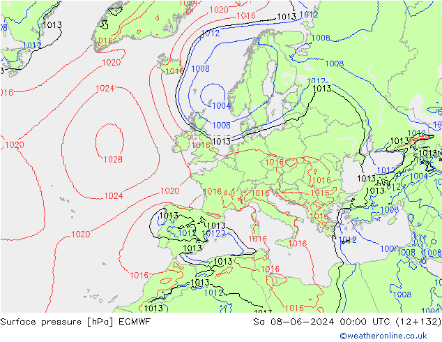 pressão do solo ECMWF Sáb 08.06.2024 00 UTC