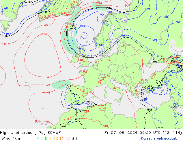 High wind areas ECMWF ven 07.06.2024 06 UTC