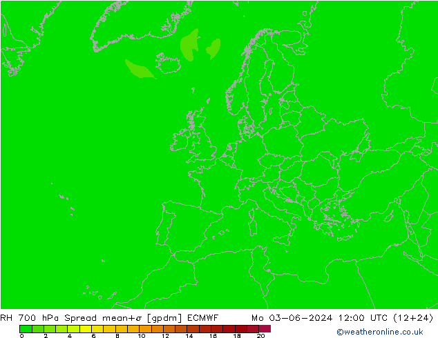 RH 700 hPa Spread ECMWF 星期一 03.06.2024 12 UTC