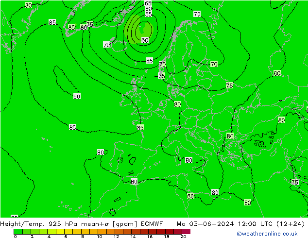 Height/Temp. 925 hPa ECMWF 星期一 03.06.2024 12 UTC