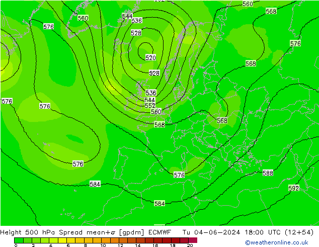 Géop. 500 hPa Spread ECMWF mar 04.06.2024 18 UTC