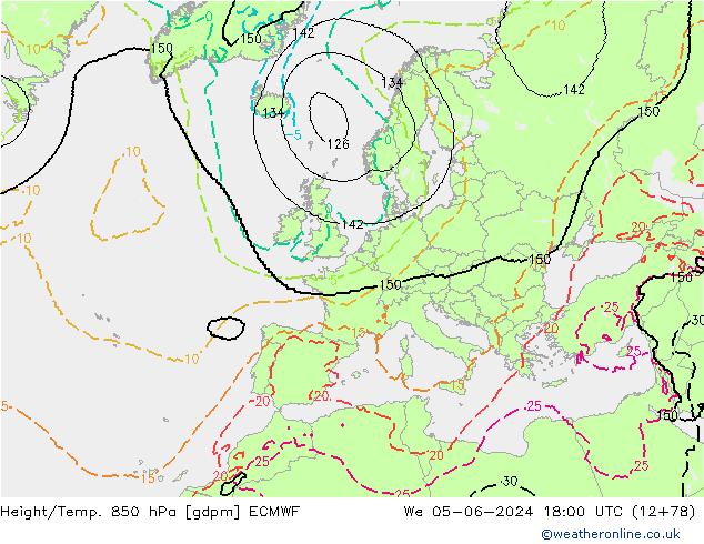 Height/Temp. 850 hPa ECMWF  05.06.2024 18 UTC