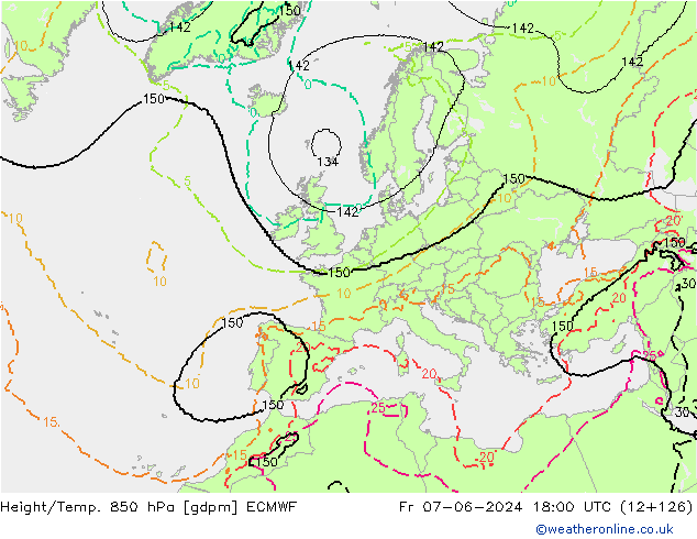 Height/Temp. 850 hPa ECMWF  07.06.2024 18 UTC