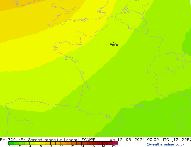 RH 700 hPa Spread ECMWF mer 12.06.2024 00 UTC