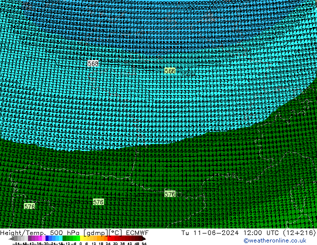 Height/Temp. 500 hPa ECMWF mar 11.06.2024 12 UTC