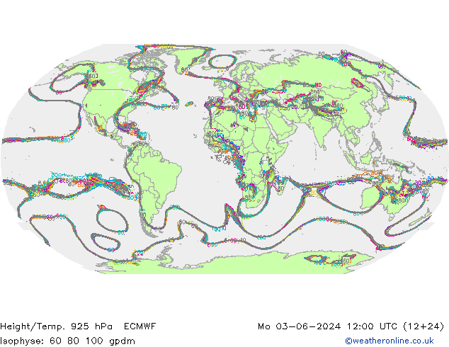Geop./Temp. 925 hPa ECMWF lun 03.06.2024 12 UTC