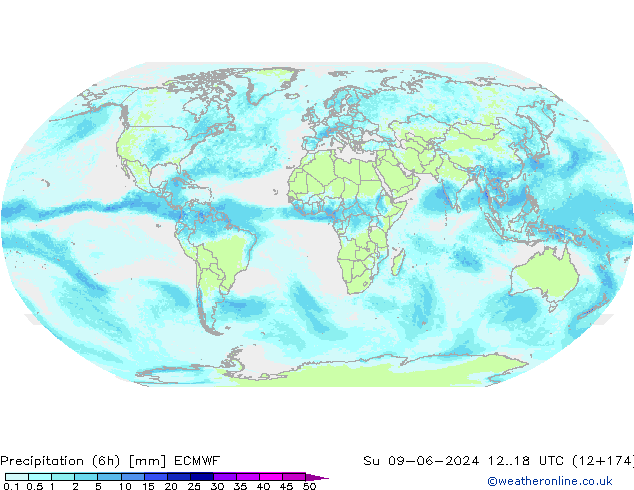 Precipitação (6h) ECMWF Dom 09.06.2024 18 UTC