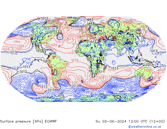 pression de l'air ECMWF dim 02.06.2024 12 UTC