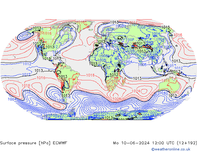 pressão do solo ECMWF Seg 10.06.2024 12 UTC