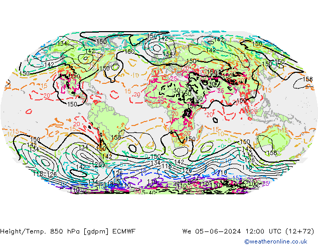 Height/Temp. 850 гПа ECMWF ср 05.06.2024 12 UTC