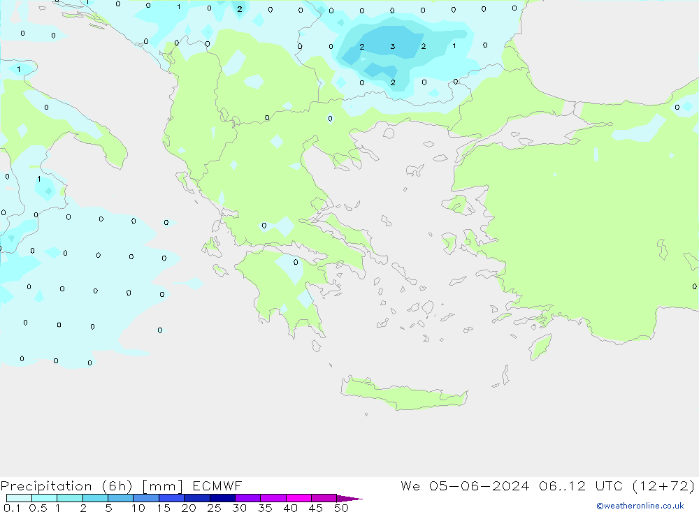 Precipitación (6h) ECMWF mié 05.06.2024 12 UTC