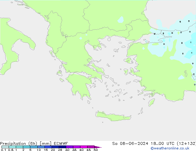 Precipitation (6h) ECMWF Sa 08.06.2024 00 UTC