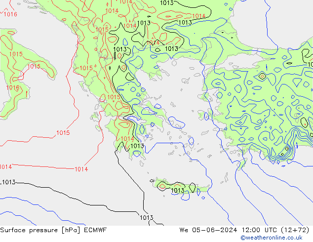 Atmosférický tlak ECMWF St 05.06.2024 12 UTC