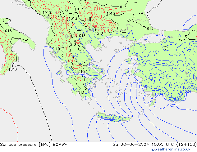 Surface pressure ECMWF Sa 08.06.2024 18 UTC