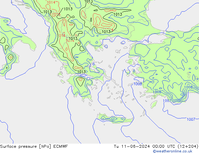 Yer basıncı ECMWF Sa 11.06.2024 00 UTC