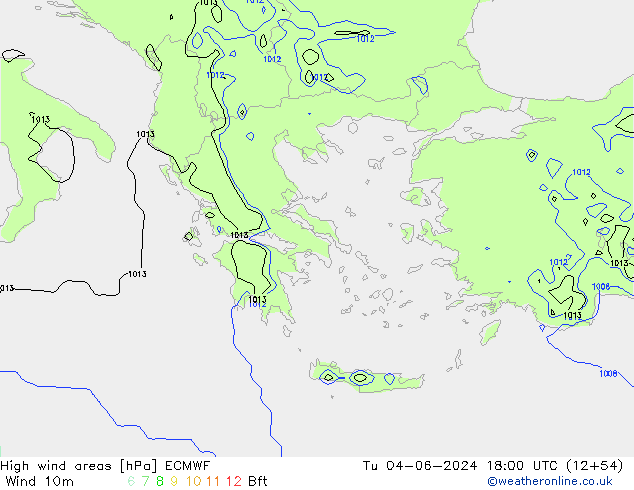 Izotacha ECMWF wto. 04.06.2024 18 UTC