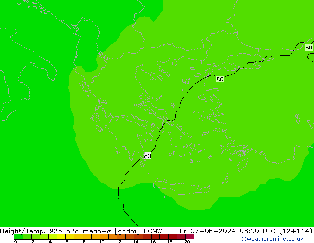 Geop./Temp. 925 hPa ECMWF vie 07.06.2024 06 UTC