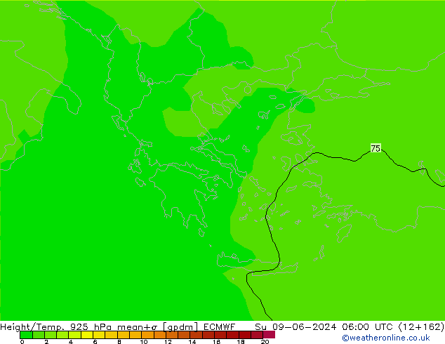 Height/Temp. 925 hPa ECMWF Dom 09.06.2024 06 UTC