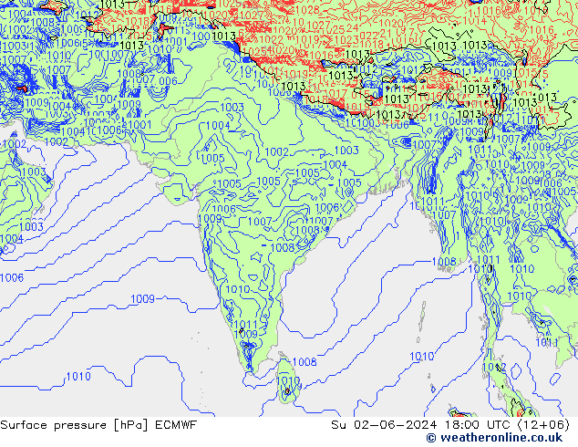 приземное давление ECMWF Вс 02.06.2024 18 UTC