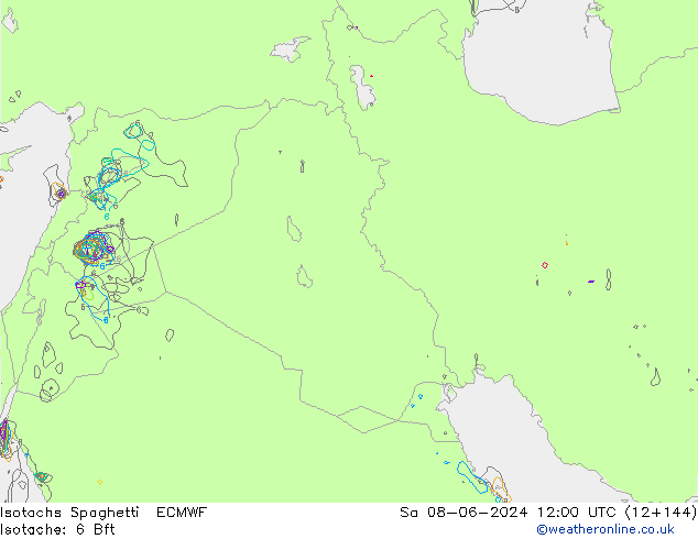 Isotachen Spaghetti ECMWF za 08.06.2024 12 UTC
