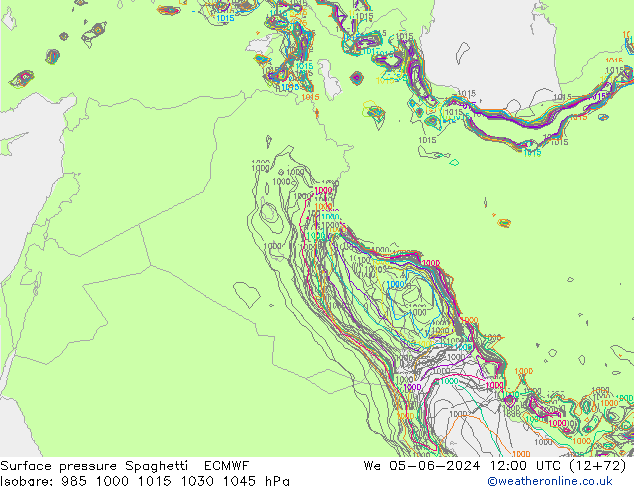 Surface pressure Spaghetti ECMWF We 05.06.2024 12 UTC