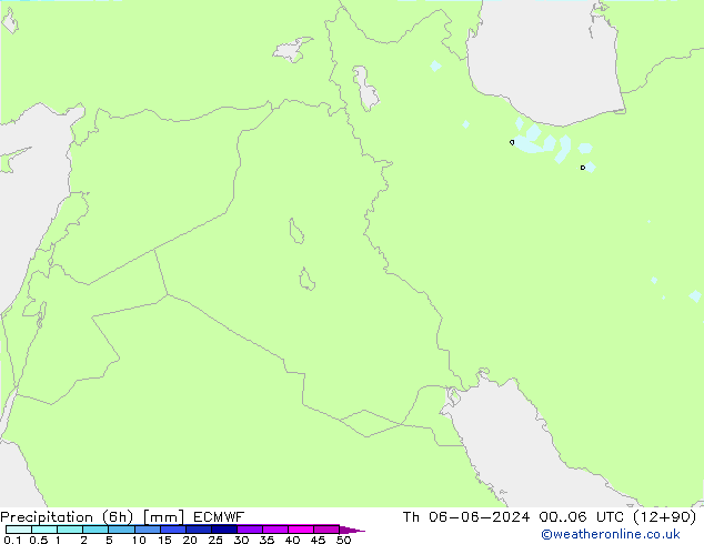 осадки (6h) ECMWF чт 06.06.2024 06 UTC