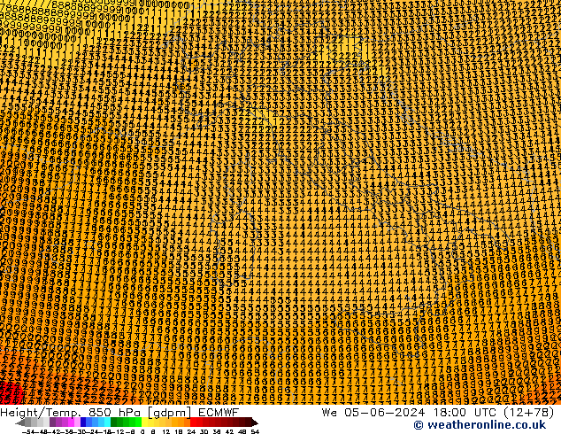 Height/Temp. 850 hPa ECMWF We 05.06.2024 18 UTC