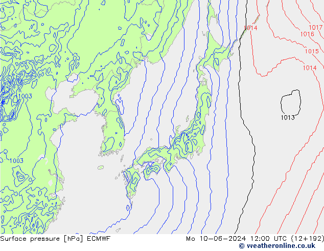 Pressione al suolo ECMWF lun 10.06.2024 12 UTC