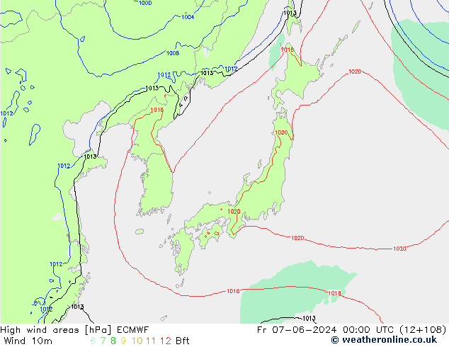 Windvelden ECMWF vr 07.06.2024 00 UTC