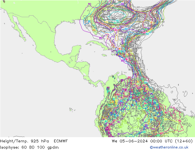 Height/Temp. 925 hPa ECMWF We 05.06.2024 00 UTC