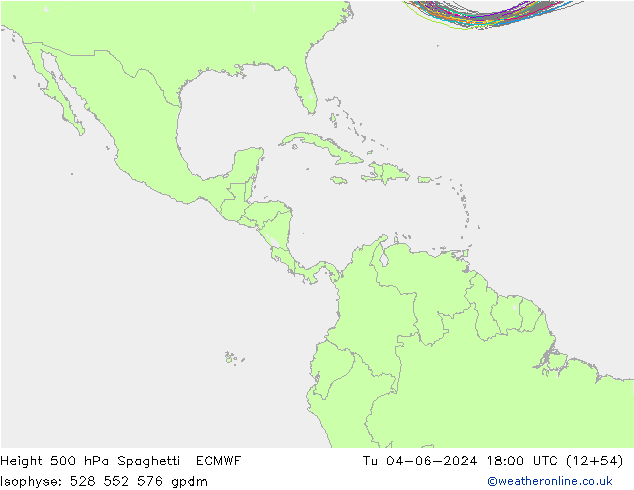 Hoogte 500 hPa Spaghetti ECMWF di 04.06.2024 18 UTC