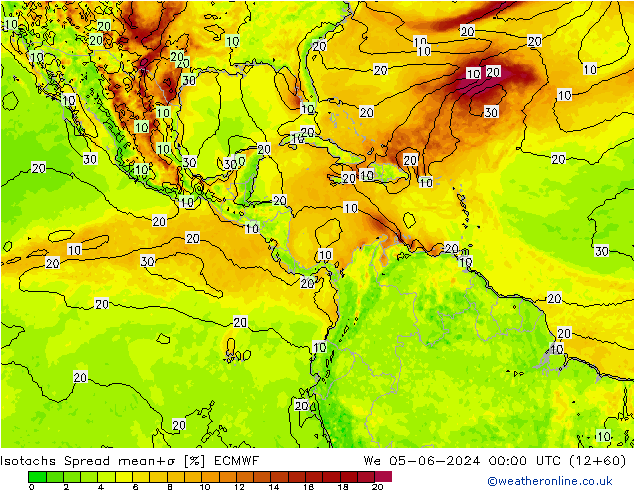 Isotachs Spread ECMWF We 05.06.2024 00 UTC