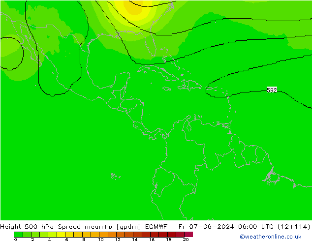 Height 500 hPa Spread ECMWF pt. 07.06.2024 06 UTC