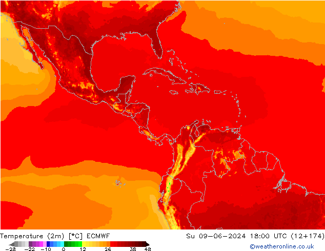 Temperature (2m) ECMWF Ne 09.06.2024 18 UTC