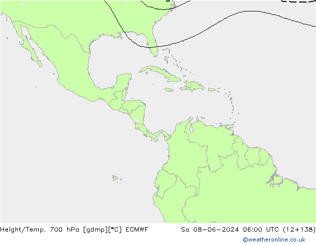 Height/Temp. 700 hPa ECMWF sab 08.06.2024 06 UTC