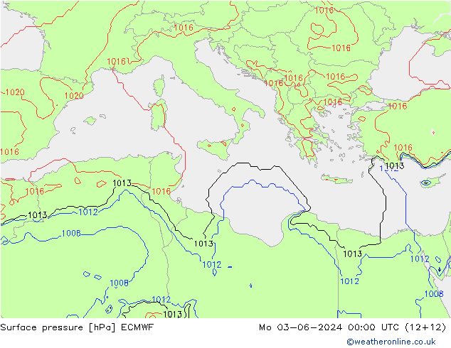 приземное давление ECMWF пн 03.06.2024 00 UTC