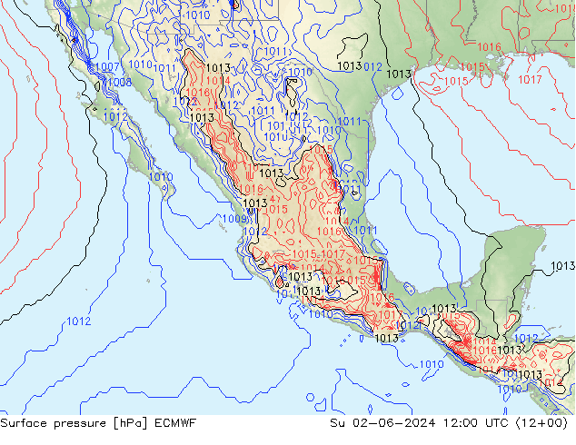 Surface pressure ECMWF Su 02.06.2024 12 UTC