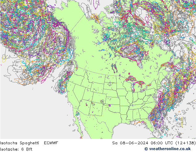 Izotacha Spaghetti ECMWF so. 08.06.2024 06 UTC