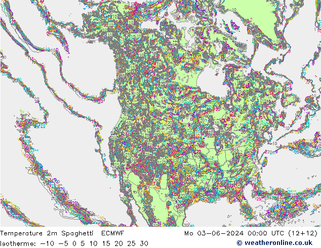 Temperatuurkaart Spaghetti ECMWF ma 03.06.2024 00 UTC