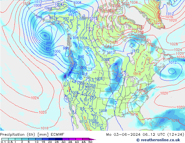 Nied. akkumuliert (6Std) ECMWF Mo 03.06.2024 12 UTC