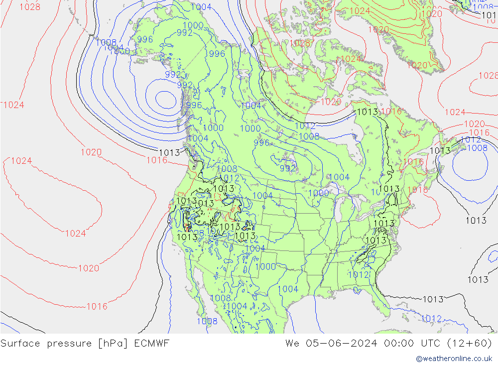 Yer basıncı ECMWF Çar 05.06.2024 00 UTC