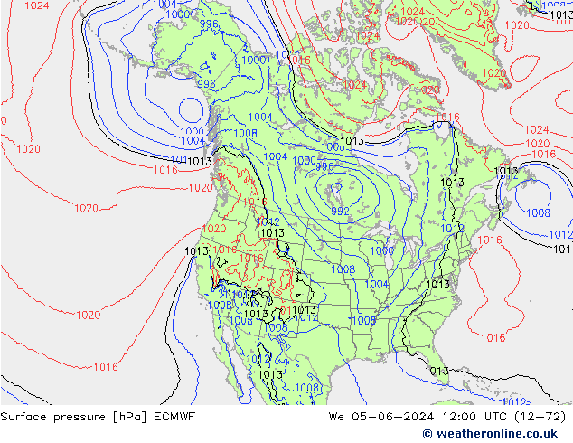 Surface pressure ECMWF We 05.06.2024 12 UTC