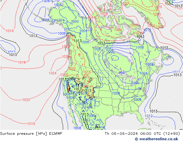 Surface pressure ECMWF Th 06.06.2024 06 UTC