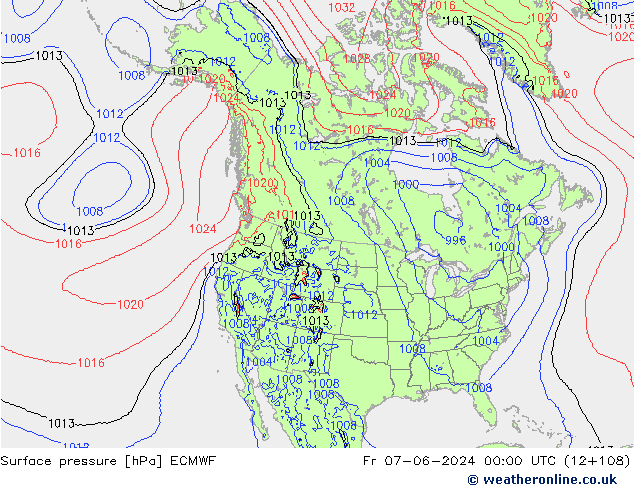 Luchtdruk (Grond) ECMWF vr 07.06.2024 00 UTC