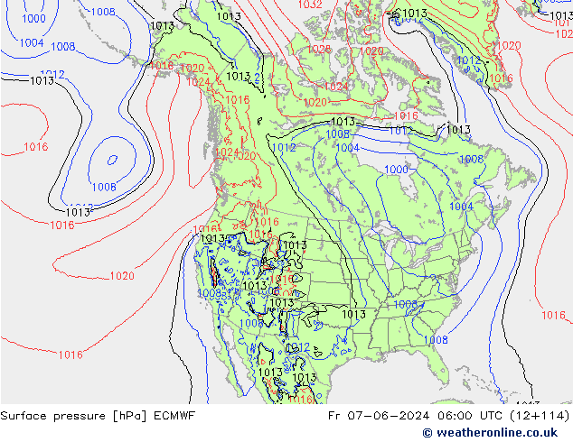 ciśnienie ECMWF pt. 07.06.2024 06 UTC