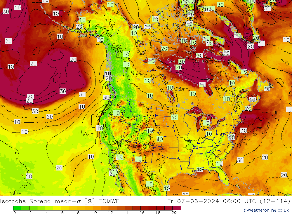 Isotachs Spread ECMWF Sex 07.06.2024 06 UTC