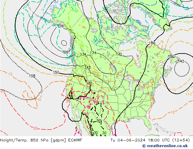 Height/Temp. 850 hPa ECMWF mar 04.06.2024 18 UTC