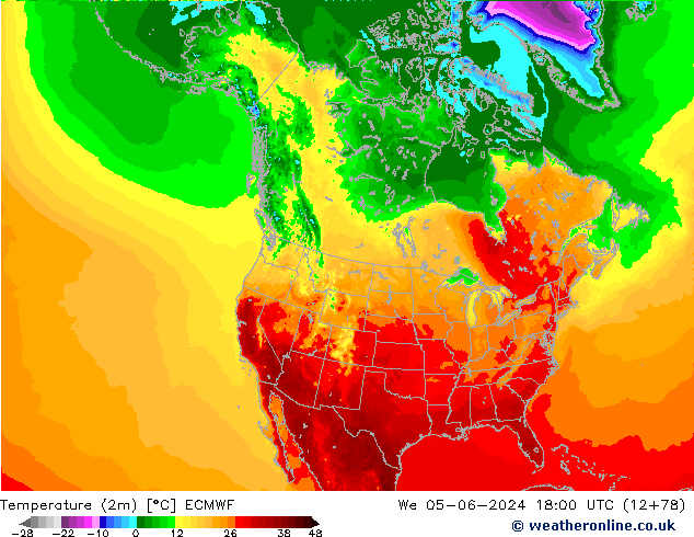 Temperature (2m) ECMWF We 05.06.2024 18 UTC